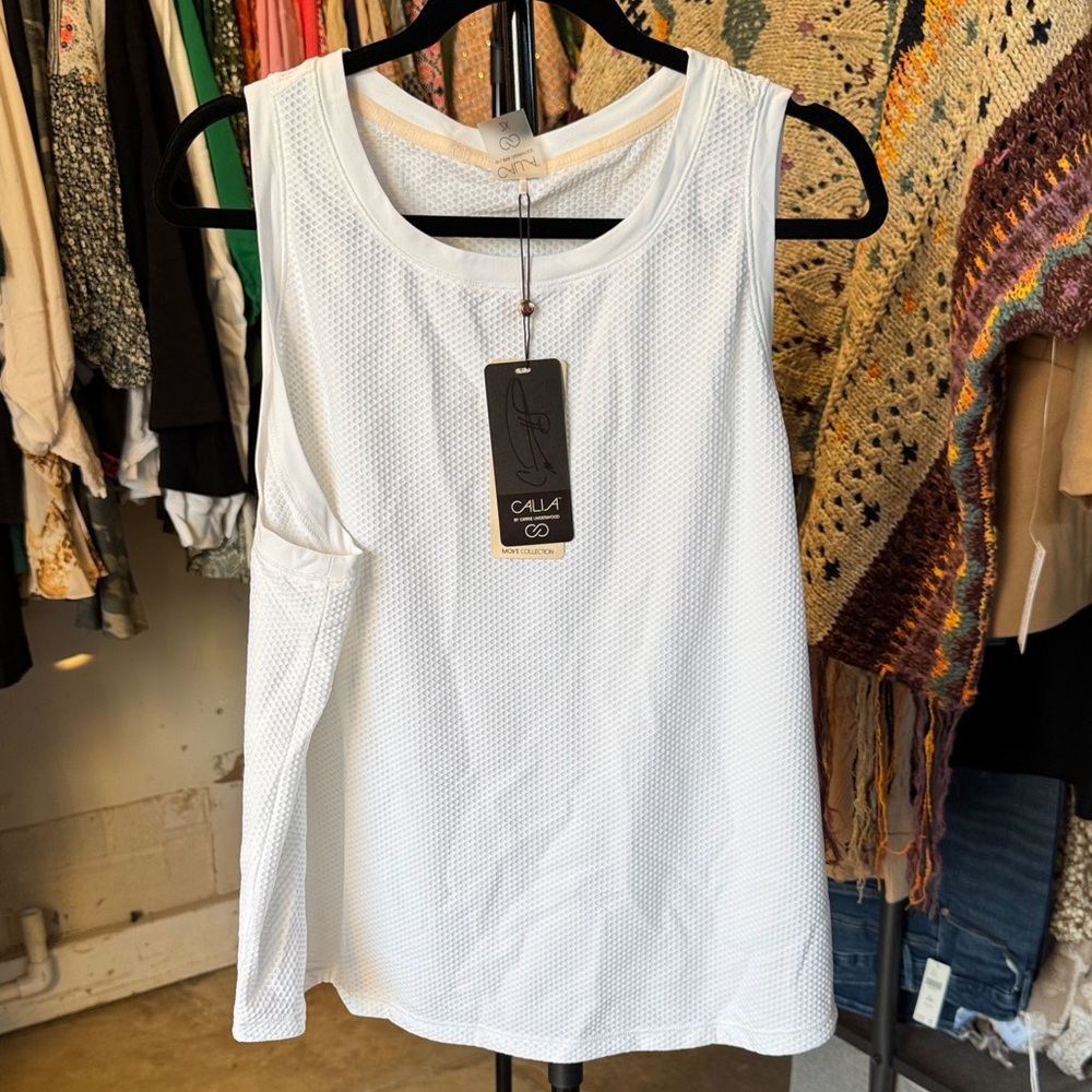 CALIA by Carrie Underwood White Mesh Tank Top